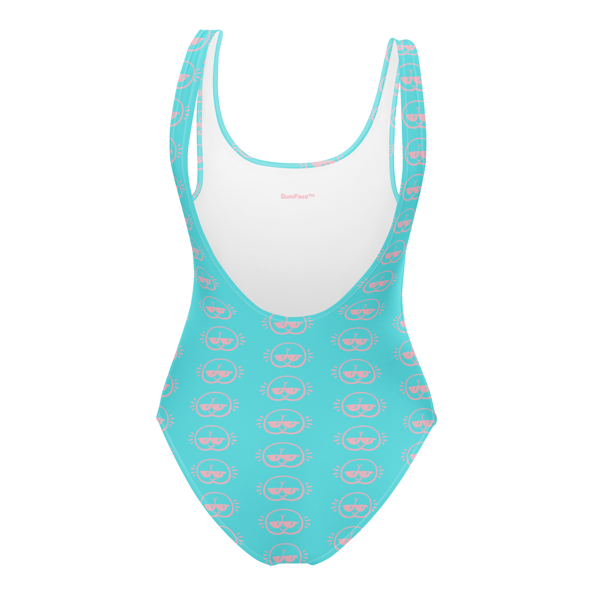 Turquoise FaceBum Pattern One-Piece Swimsuit