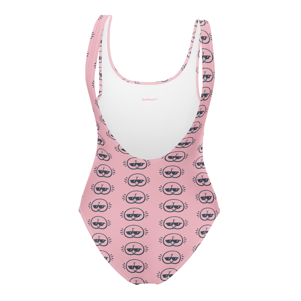 Pink BumFace Pattern One-Piece Swimsuit