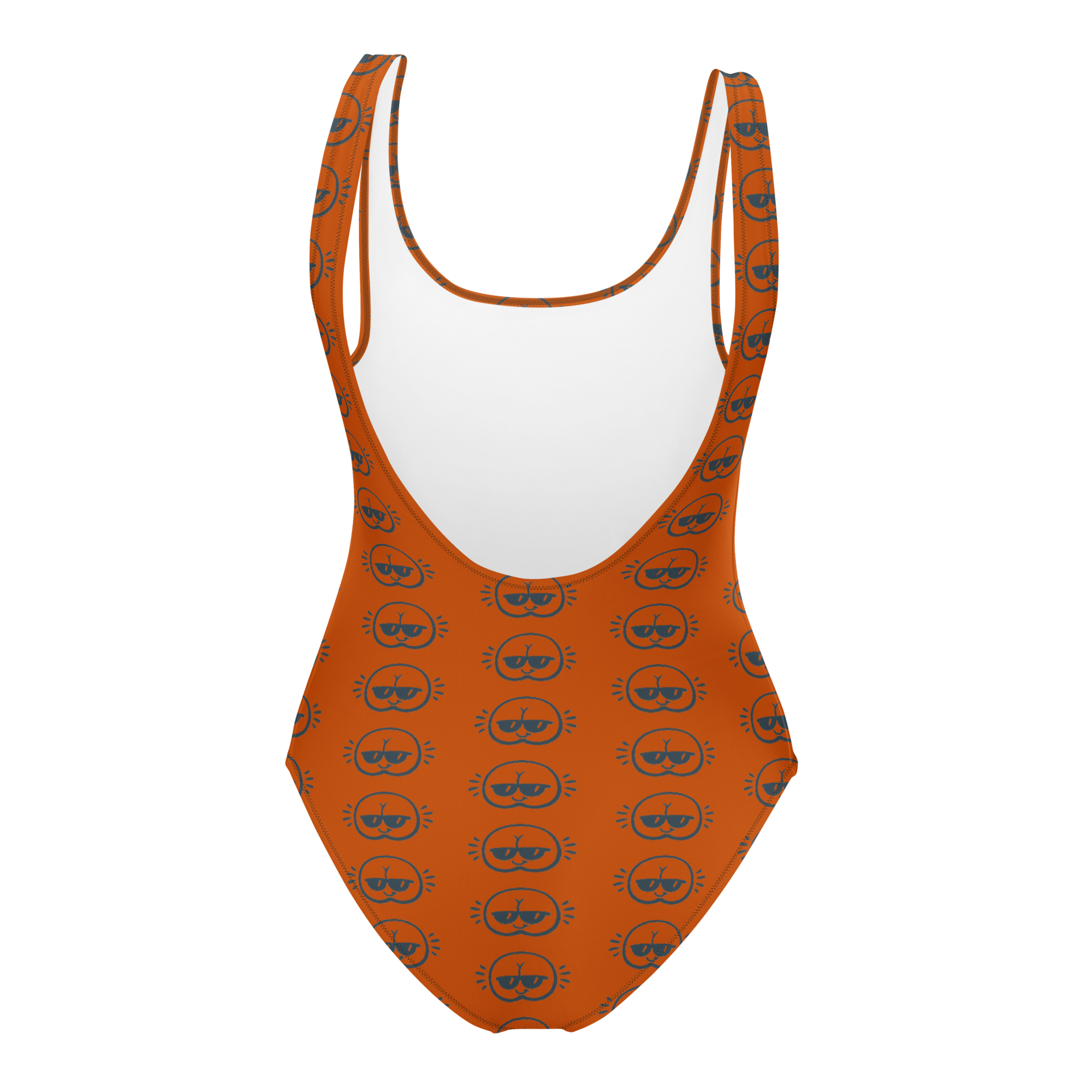 Orange FaceBum Pattern One-Piece Swimsuit