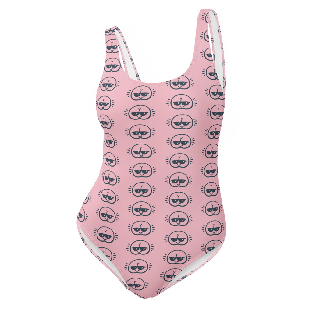 Pink BumFace Pattern One-Piece Swimsuit