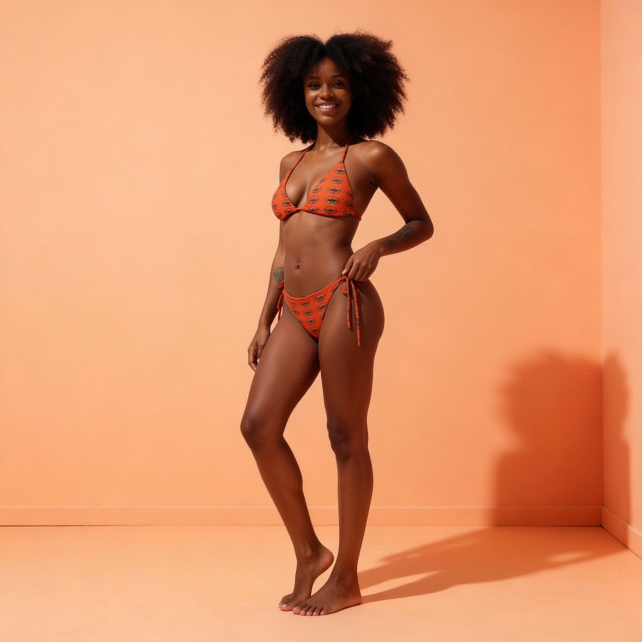 Orange BumFace string bikini